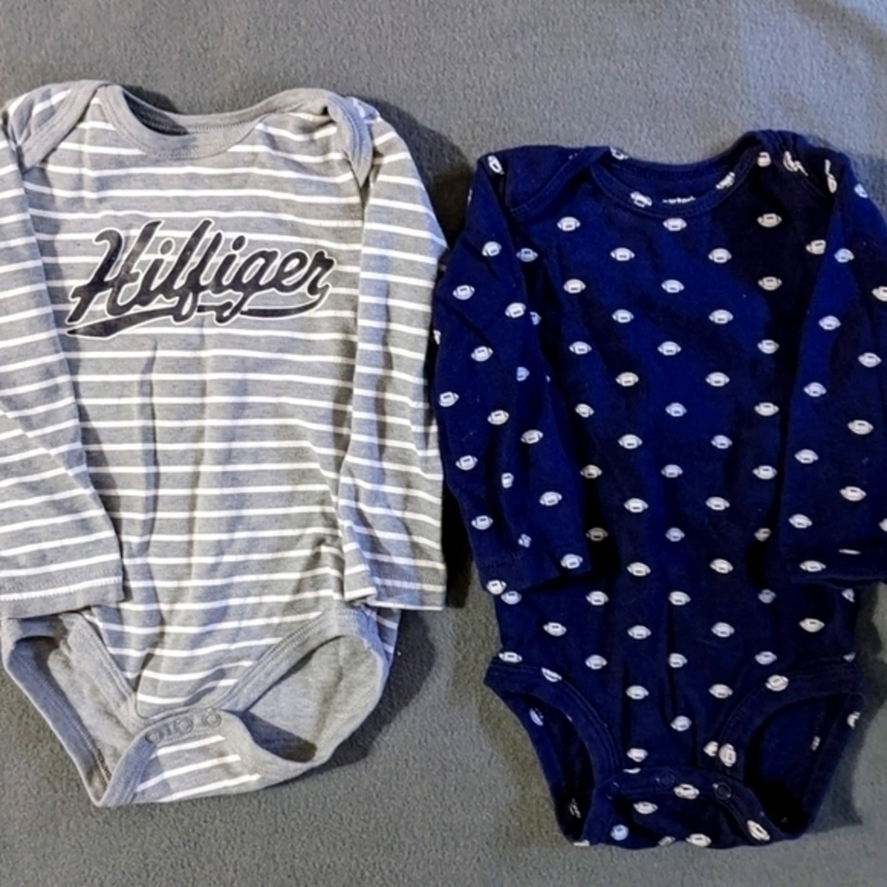 Boys Tommy Hilfiger and Carter's football bodysuit Onesie size 12 months